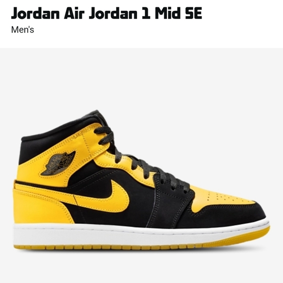 Jordan Air Jordan 1 Mid SE Black and Yellow Sneakers - Picture 1 of 3